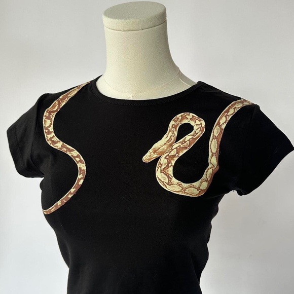 Snake Print Crop top Cap Sleeve Small ASOS - Picture 2 of 4